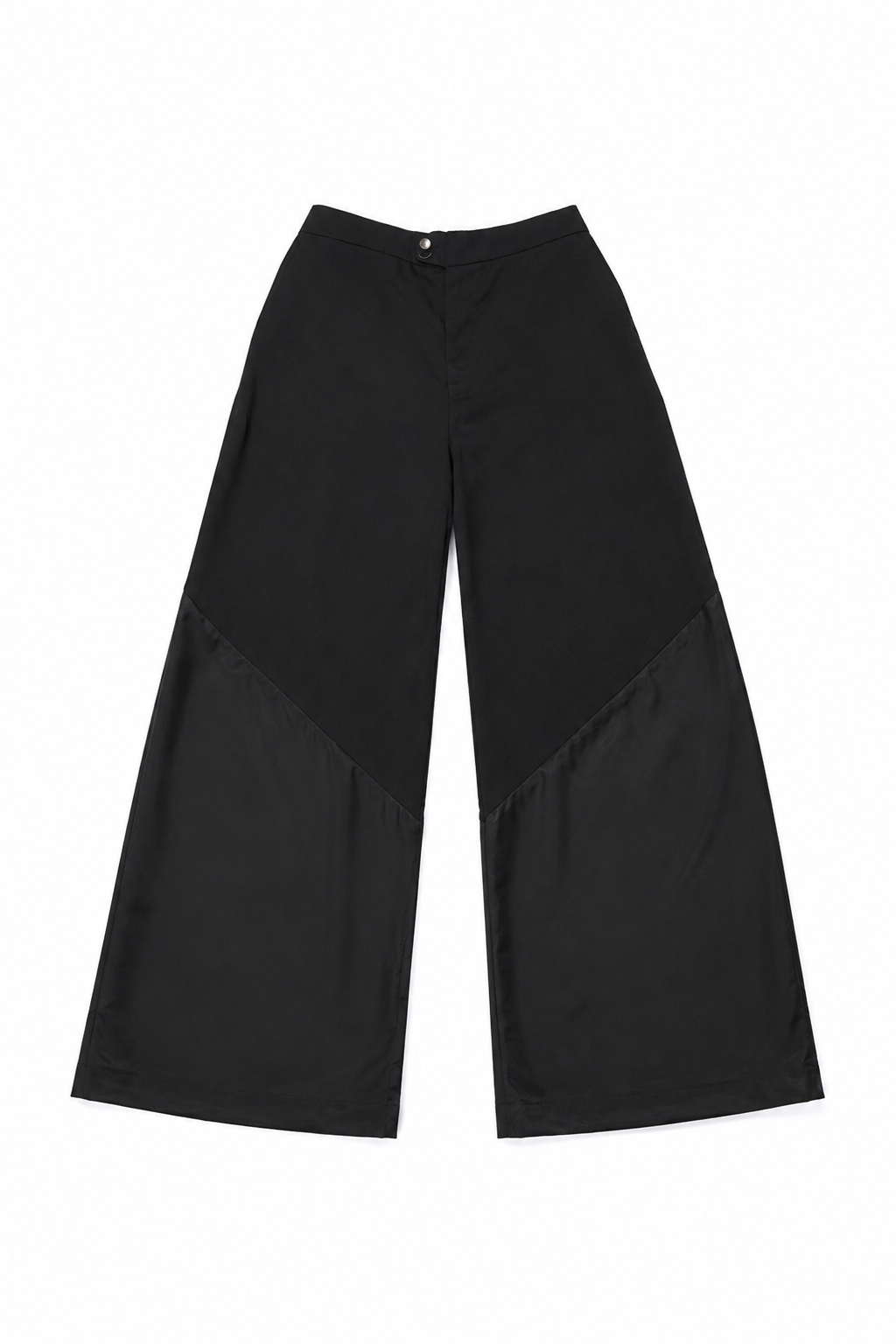 Contrast-Panel Wide-Leg Trousers in Black