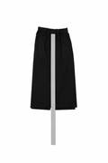 Contrast-Tape Wide-Leg Shorts in Black