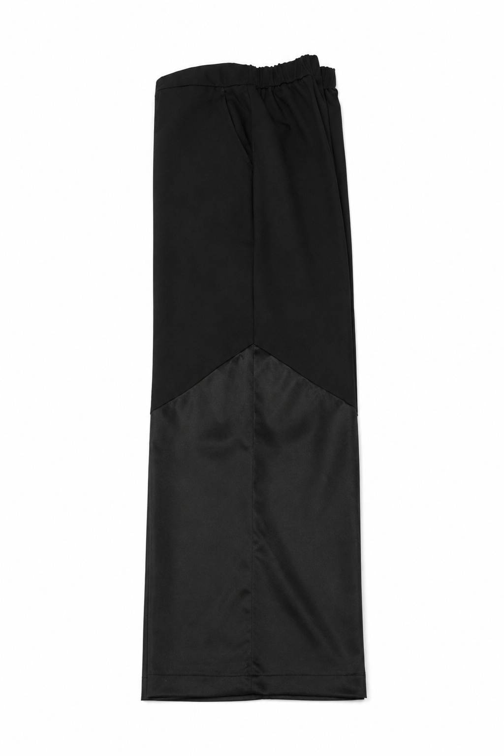Contrast-Panel Wide-Leg Trousers in Black
