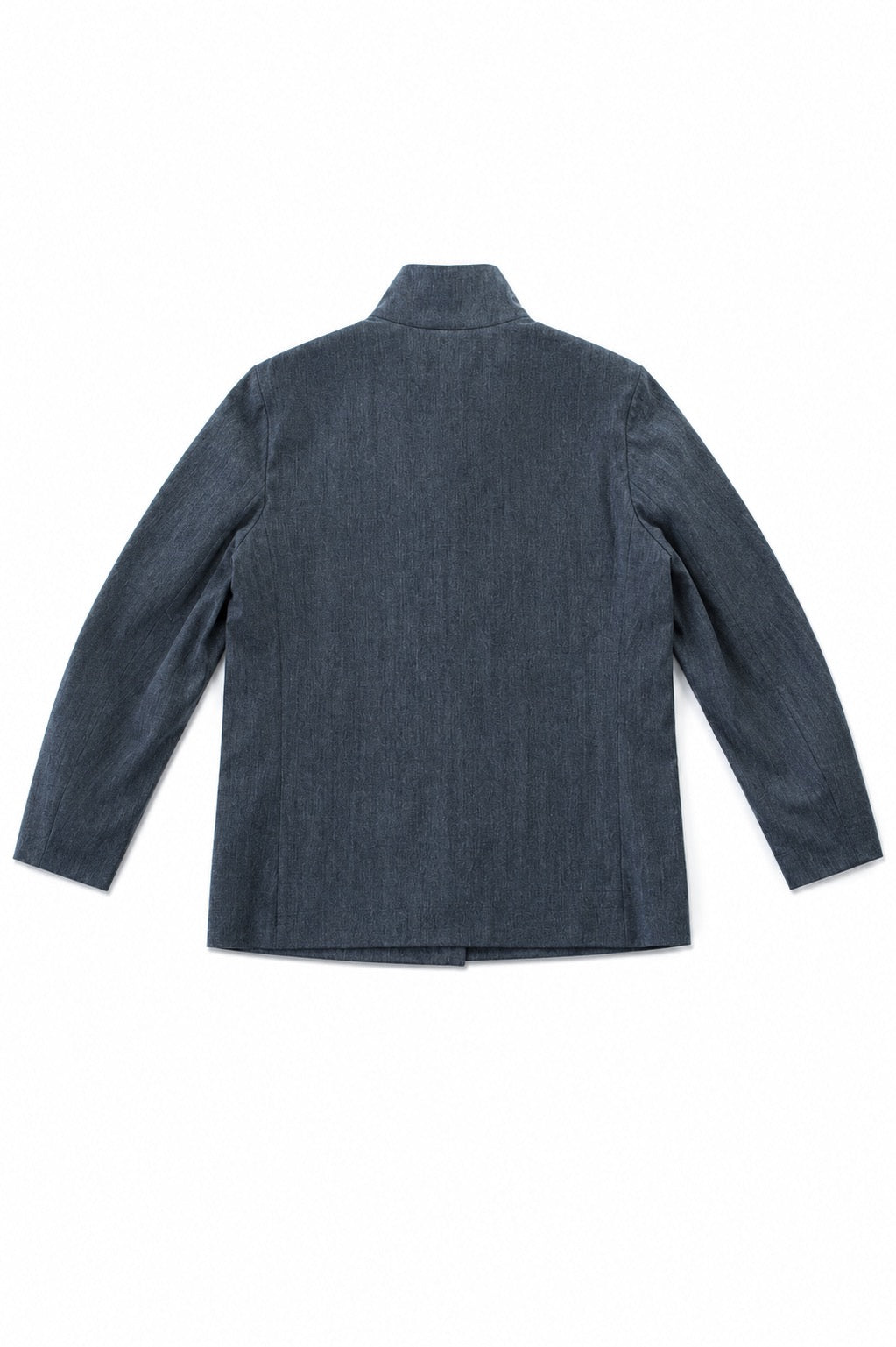 Asymmetric Draped-Collar Jacket in Slate Grey