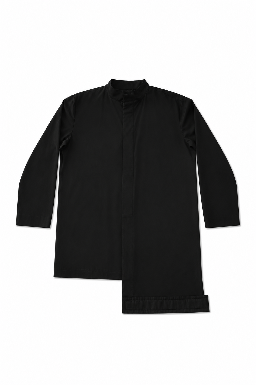 Asymmetric Stand-Collar Jacket in Black
