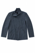 Asymmetric Draped-Collar Jacket in Slate Grey